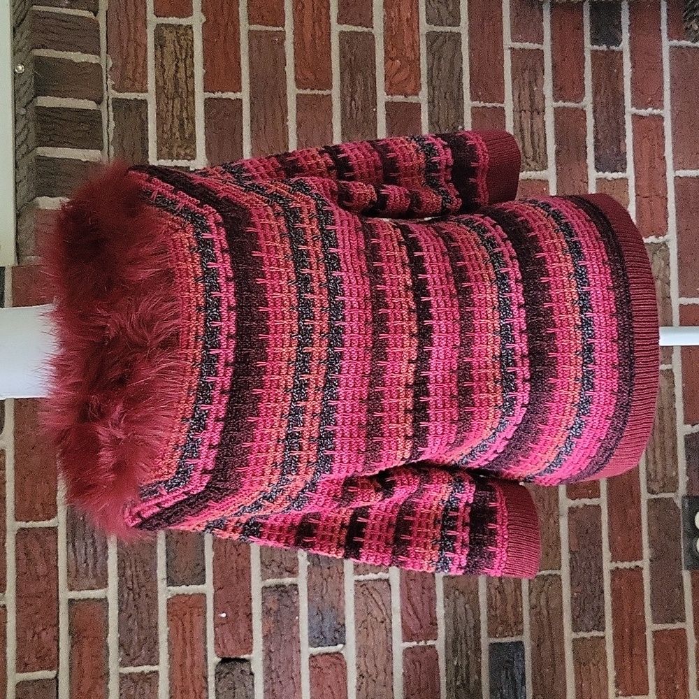 Nic+Zoe Chunky Snap Cardigan Faux Fur Collar Size Large - Picture 4 of 9